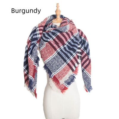 Plaid Triangle Scarf Pink Scarf Shawl