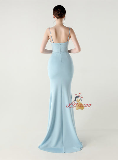 Mermaid Spaghetti Straps Beading Prom Dress