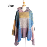 Plaid Pullover Cape Hooded Cape Shawl