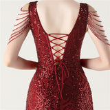 Mermaid Sequins V-neck Beading Prom Dress