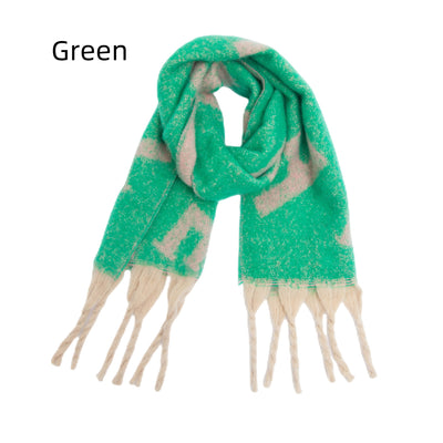 Thickened Tassel Jacquard Letter Scarf