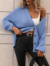 Solid Color Knitted Cardigan Loose Sweater