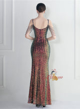 Mermaid Sequins Spaghetti Straps Beading Prom Dress