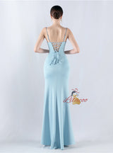 Mermaid Spaghetti Straps Pleats Prom Dress