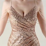 Mermaid Sequins Spaghetti Straps Beading Prom Dress