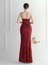 Mermaid Sequins Strapless Prom Dress