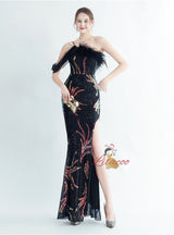 Spaghetti Straps Sequins Prom Dress