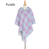 Thick Tassels Padded Plaid Shawl Cloak