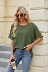 Round Neck Loose Short Sleeve T-shirt Top