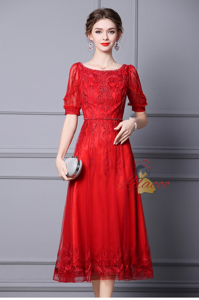 Green Tulle Appliques Beading Mother Of The Bride Dress