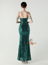 Mermaid Spaghetti Straps Beading Prom Dress