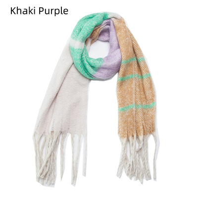 Coarse Fringed Plaid Scarf Shawl