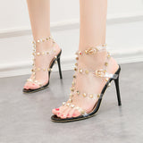 Patent Leather Metal Rivet Transparent Sandals