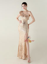 Mermaid Sequins One Shoulder Prom Dress