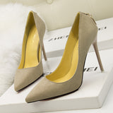 High-heeled Suede Shallow-mouth Pointed Shoes