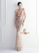 Mermaid Sequins Spaghetti Straps Prom Dress