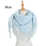 Bristle Solid Color Tassel Square Scarf