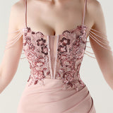 Mermaid Spaghetti Straps Sequins Beading Prom Dress