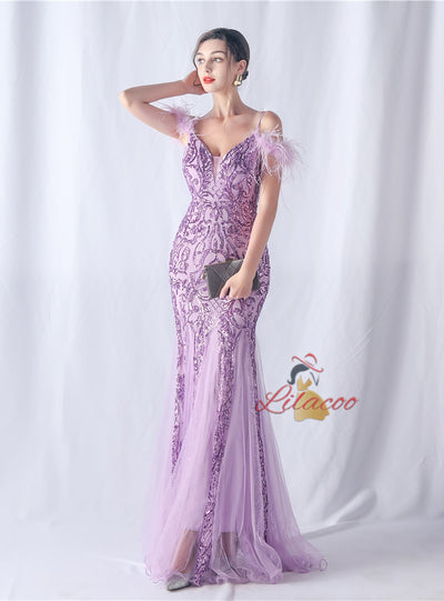 Sequins Tulle Spaghetti Straps Prom Dress