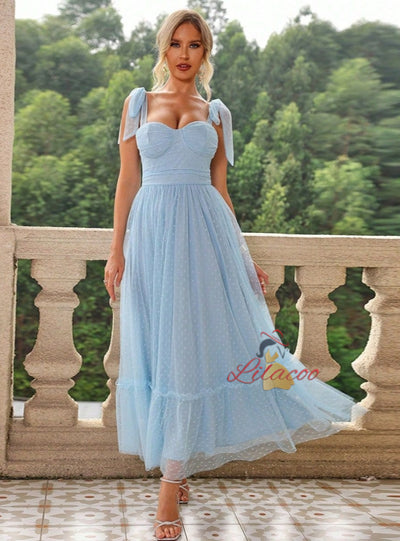 Straps Tulle Long Party Dress