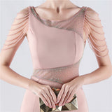 Scoop Neck Beading Split Prom Dress