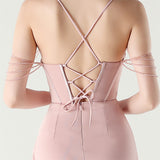 Mermaid Spaghetti Straps Beading Split Prom Dress