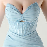 Mermaid Strapless Beading Split Prom Dress