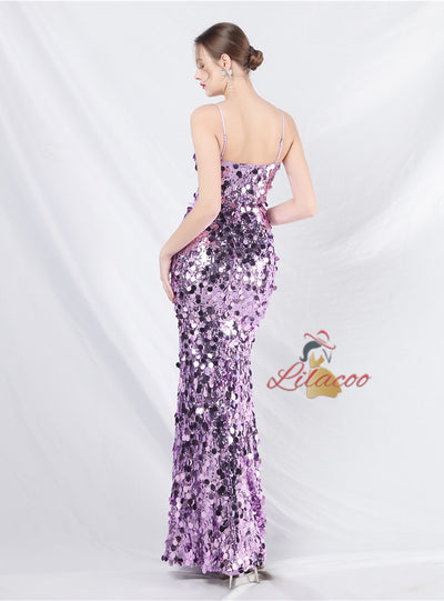 Mermaid Sequins Spaghetti Straps Prom Dress