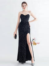 Mermaid Sequins Strapless Prom Dress