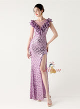 Mermaid Sequins Split Prom Dress