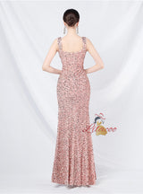 Sequins Split Straps Sleeveless Prom Dress