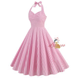 Hepburn Mid-length Stripe Retro Dress