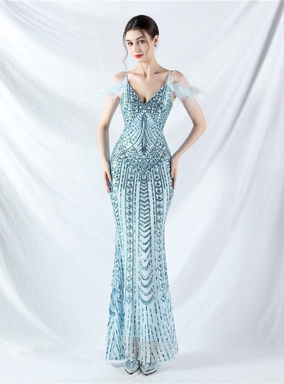 Mermaid Sequins Spaghetti Straps Prom Dress