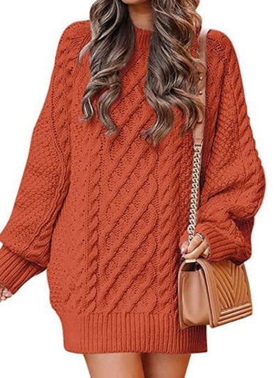 Round Neck Long Sleeves Twisted Sweater
