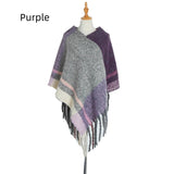 Thick Thick Tassel Color Matching Pullover Cloak