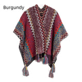 Ethnic Color Knitted Split Shawl