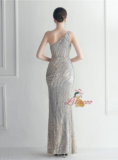 Mermaid Sequins Split Prom Dress