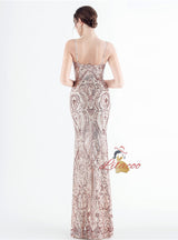 Sequins Spaghetti Straps Beading Prom Dress