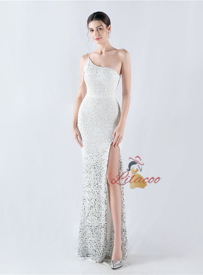 Sequins Straps Split Prom Dress