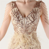 Mermaid Sequins V-neck Beading Prom Dress