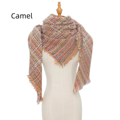 Women Fine Plaid Square Scarf