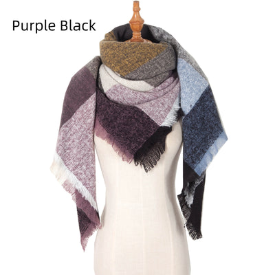 Thickened Warm Shawl Prickly Plaid Square Scarf