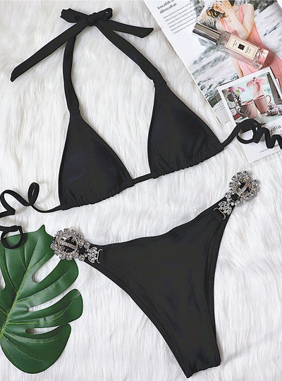 Strap Crystal Diamond Metal Accessories Swimsuit