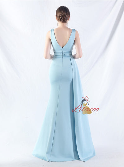 Sleeve Pleats Split Prom Dress