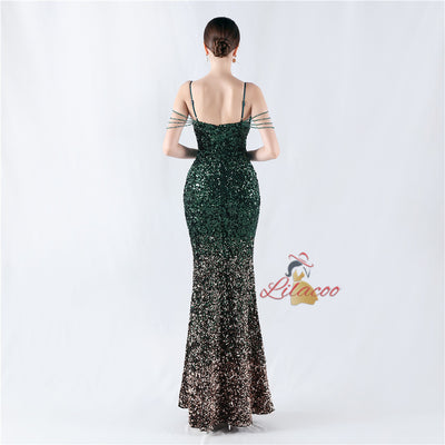 Mermaid Spaghetti Straps Beading Prom Dress