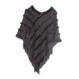 V-neck Solid Color Knitted Plush Shawl
