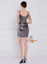 Spaghetti Straps Sequins Beading Prom Dress