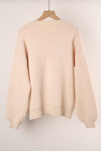 Long Sleeve Bow Knit Sweater