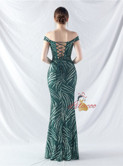 Mermaid Off the Shoulder Sequins Prom Dress