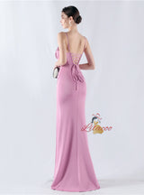 Mermaid Spaghetti Straps Pleats Beading Prom Dress